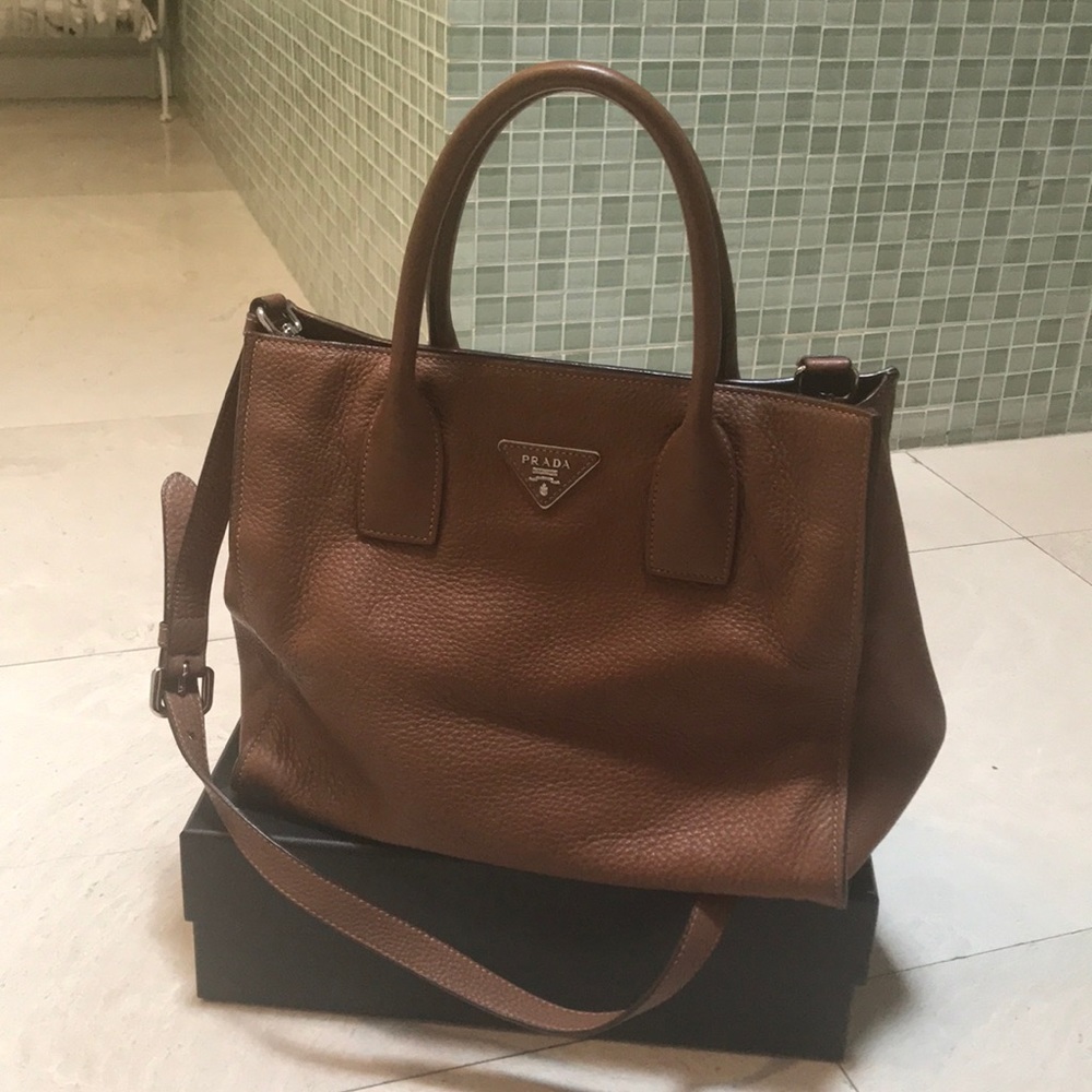 Prada Brown Leather Crossbody Handbag